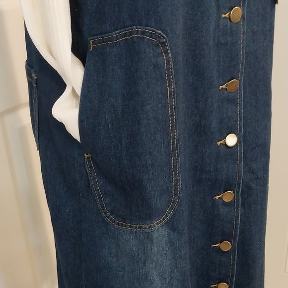 2945 Size Large Blue Jean Appliqued Jumper, 100% Cotton - Picture 5 of 12